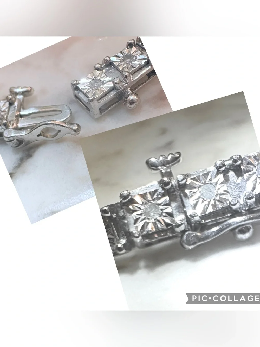 Zales Illusion Setting Vintage Tennis Bracelet 925 Genuine Diamonds SZ 7.5